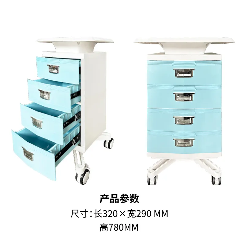 Dental clinic mobile storage table 4 drawers storage trolley with casters