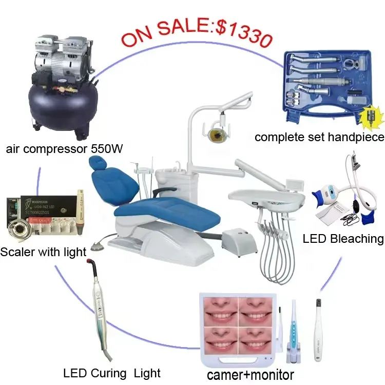 Low speed Surgery Clinic Dental System Dental Chair Set with Headrest Support